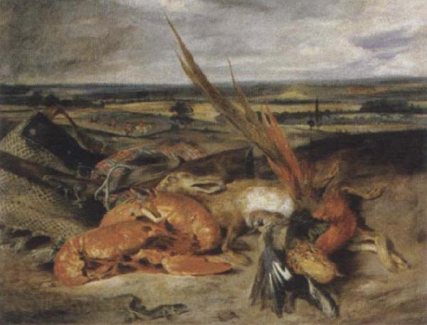 Eugene Delacroix Style life with lobster Norge oil painting art